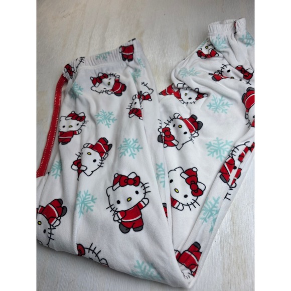 Hello Kitty by Sanrio Other - Hello Kitty Sanrio Christmas Pajama Pants Fleece Joggers White Small Y2K Holiday
